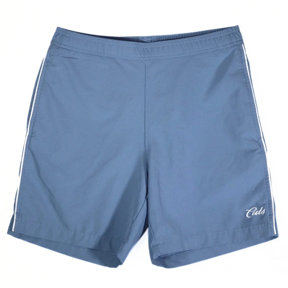 ⁠Cuts Clothing Mens S Blue Lined Athletic Shorts Drawstring Gym Activewear